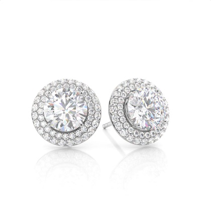 Prong Setting Round Moissanite Halo Stud Earring