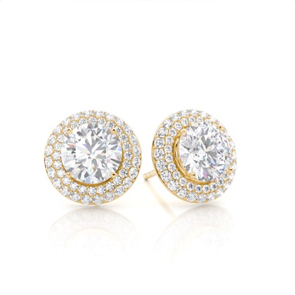 Prong Setting Round Moissanite Halo Stud Earring