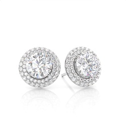 Prong Setting Round Moissanite Halo Stud Earring