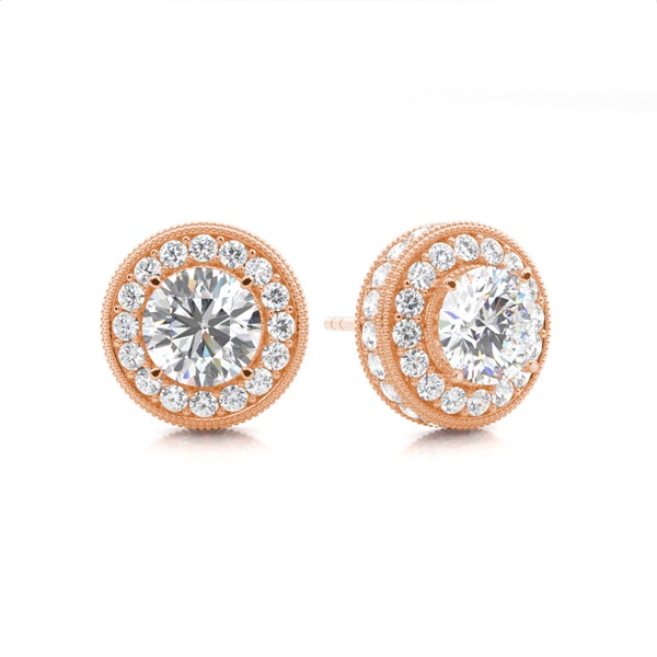 White Gold Round Diamond Halo Earrings