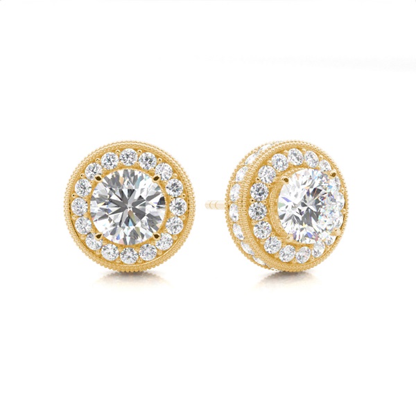 White Gold Round Diamond Halo Earrings