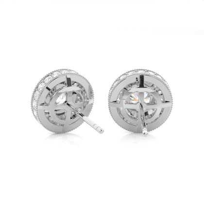 White Gold Round Diamond Halo Earrings