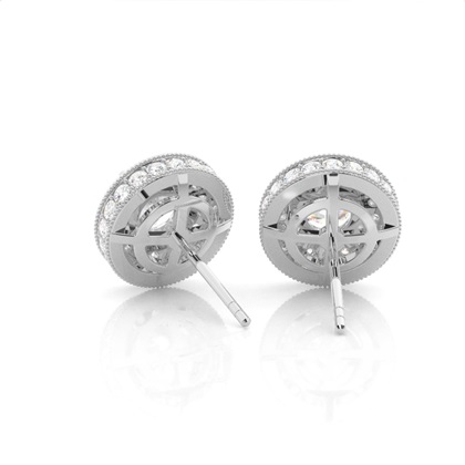 Prong Setting Runde Moissanit Halo Ohrstecker