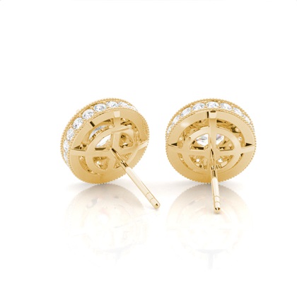 Prong Setting Round Moissanite Halo Stud Earring