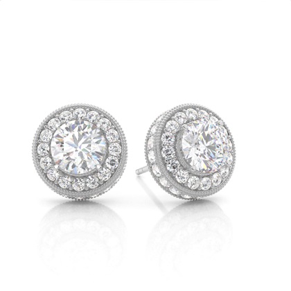 Prong Setting Round Moissanite Halo Stud Earring