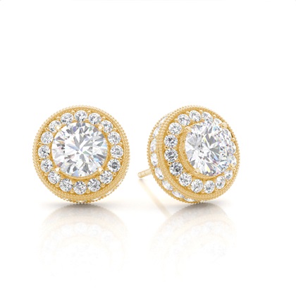 Prong Setting Round Moissanite Halo Stud Earring