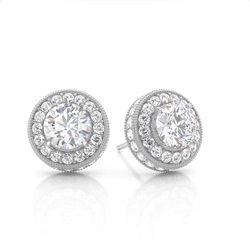 Prong Setting Round Moissanite Halo Stud Earring