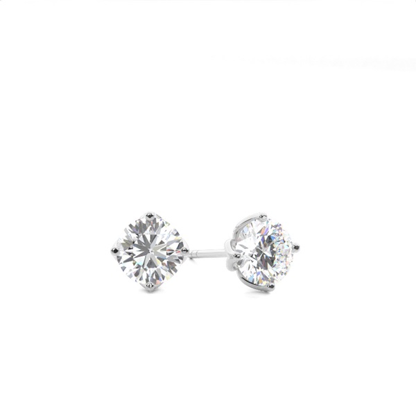 White Gold Round Diamond Stud Earrings