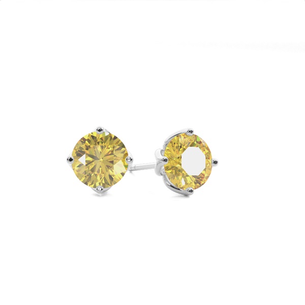 Prong Set Yellow Diamond Stud Earring