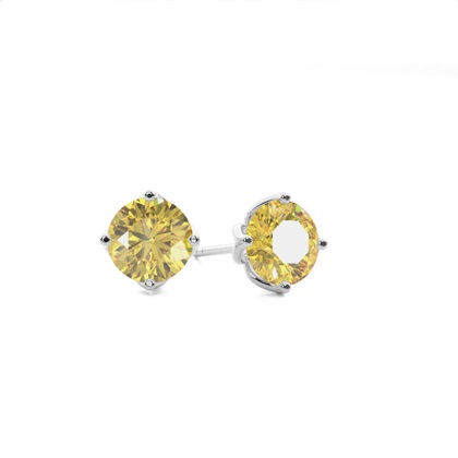 Prong Set Yellow Diamond Stud Earring