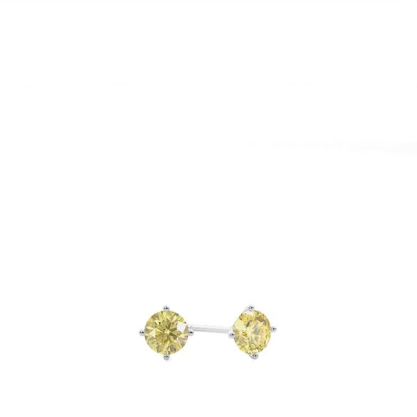 4 Prong Yellow Diamond Stud Earring