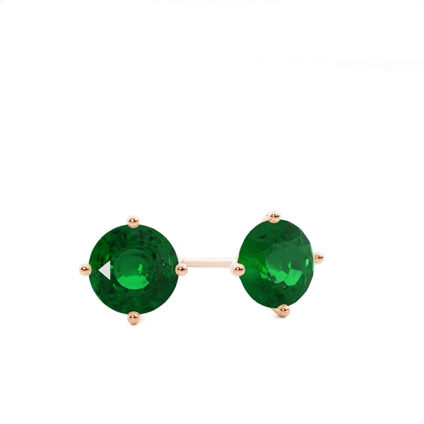 4 Prong Round Emerald Stud Earring