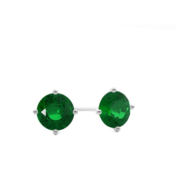 4 Prong Round Emerald Stud Earring