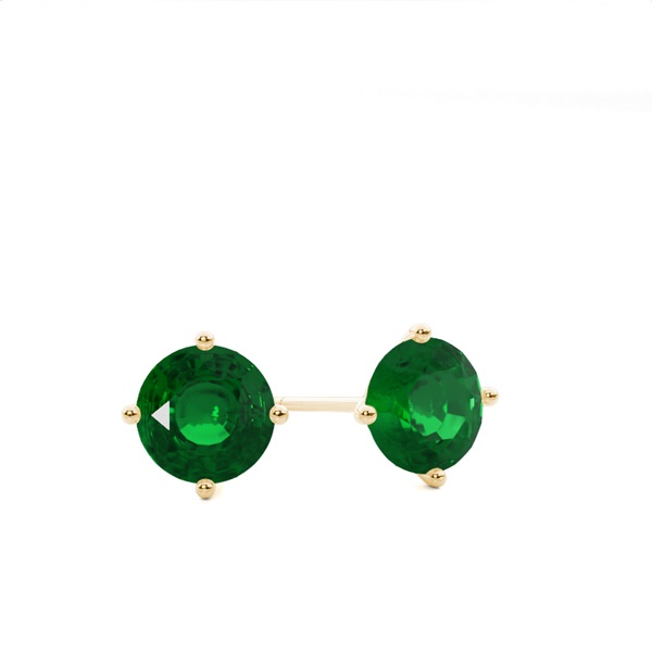 4 Prong Round Emerald Stud Earring