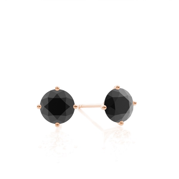 Round Black Diamond Stud Earrings