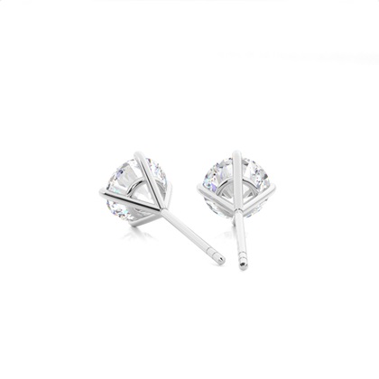 White Gold Round Diamond Stud Earrings