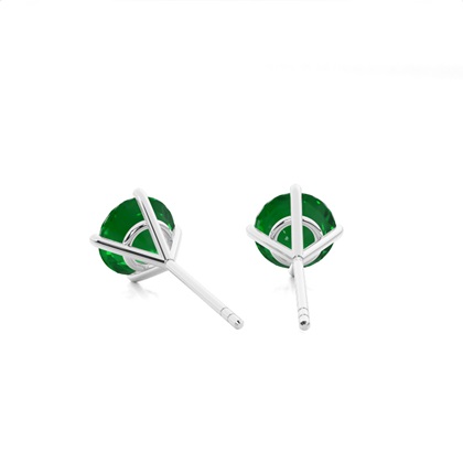 4 Prong Round Emerald Stud Earring