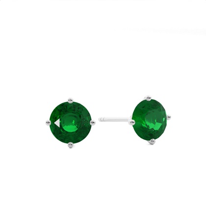 4 Prong Round Emerald Stud Earring