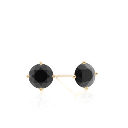 Round Black Diamond Stud Earrings