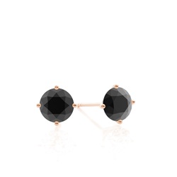 Round Black Diamond Stud Earrings