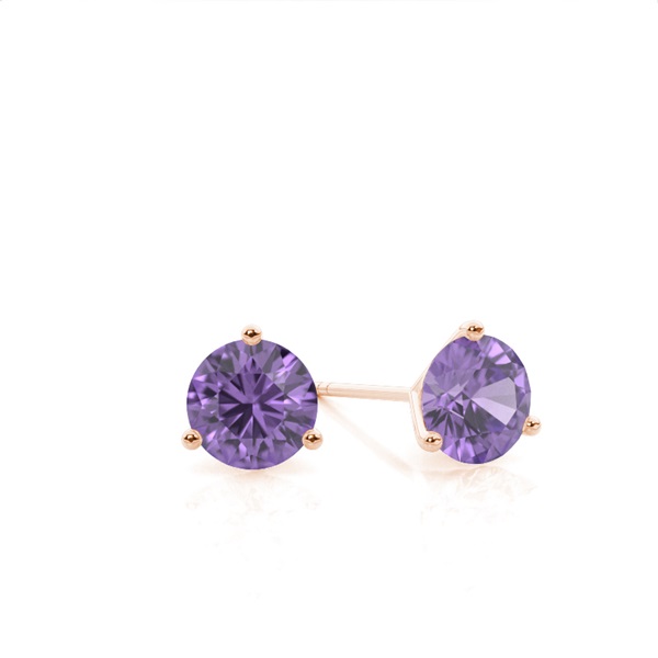 Prong Setting Round Amethyst Stud Earrings