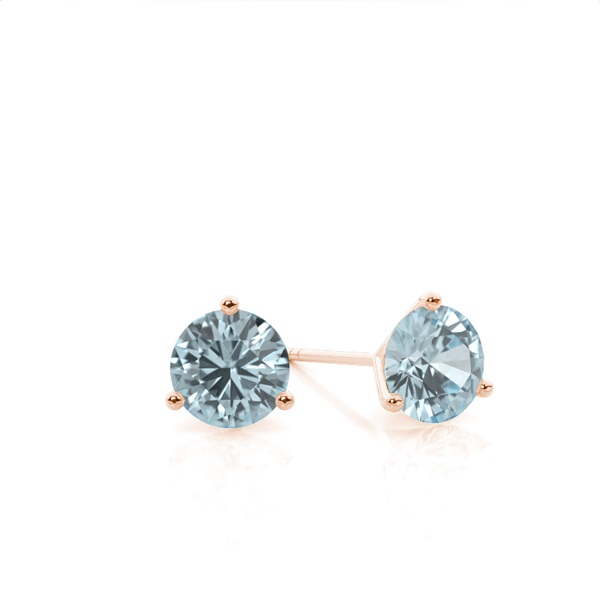 Prong Setting Round Aquamarine Stud Earrings