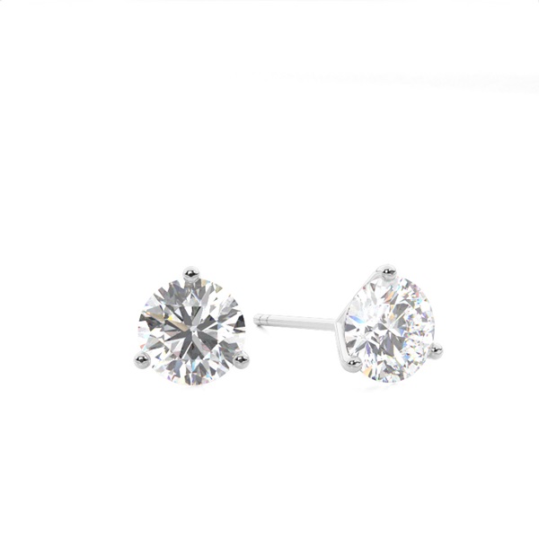 White Gold Round Diamond Stud Earrings