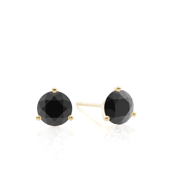 Round Black Diamond Stud Earrings