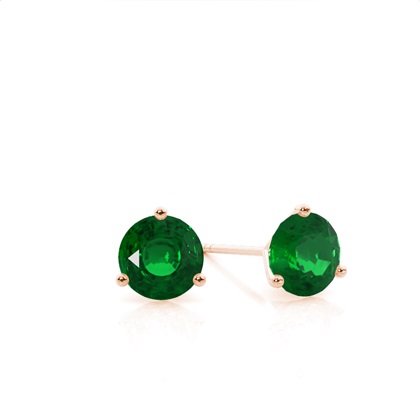 Rose Gold Emerald Diamond Earrings Diamond
