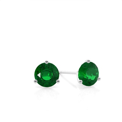 3 Prong Round Emerald Stud Earring