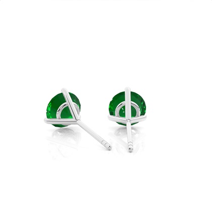 3 Prong Round Emerald Stud Earring