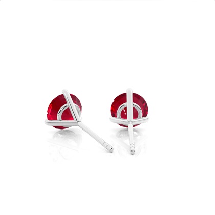 3 Prong Round Ruby Stud Earring
