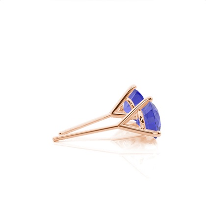 Prong Setting Round Tanzanite Stud Earrings