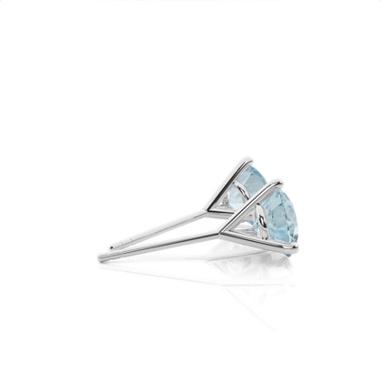 Runde Aquamarin-Ohrstecker in Krappenfassung