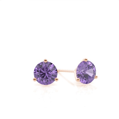 Prong Setting Round Amethyst Stud Earrings