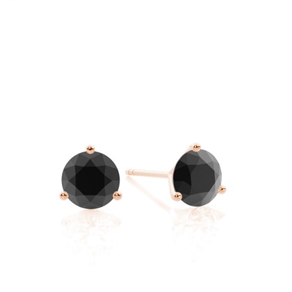 Round Black Diamond Stud Earrings