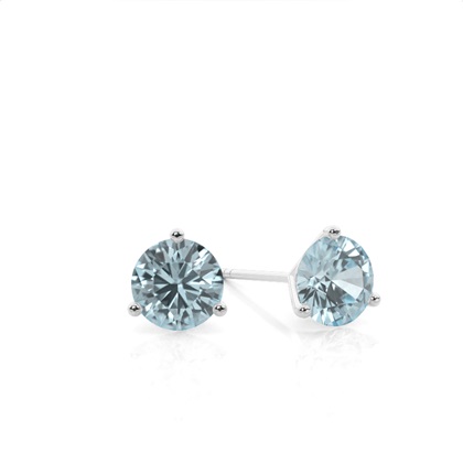 Prong Setting Round Aquamarine Stud Earrings
