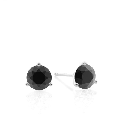 Round Black Diamond Stud Earrings