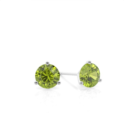 Prong Setting Round Peridot Stud Earrings