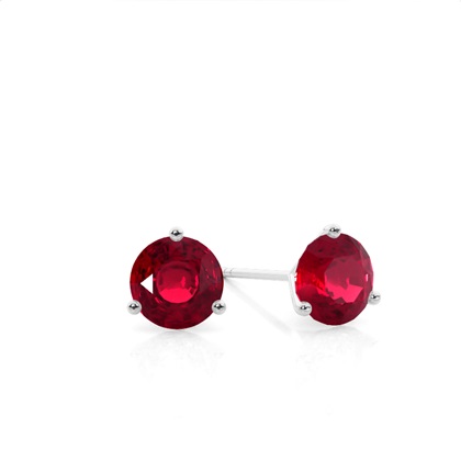                                                  3 Prong Round Ruby Stud Earring