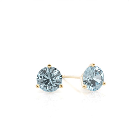 Prong Setting Round Aquamarine Stud Earrings