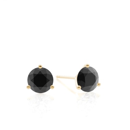 Round Black Diamond Stud Earrings