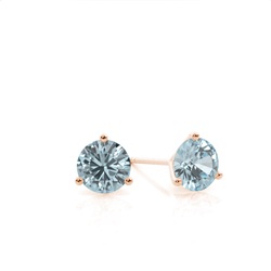 Prong Setting Round Aquamarine Stud Earrings