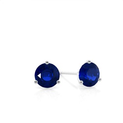 3 Prong Round Blue Sapphire Stud Earring