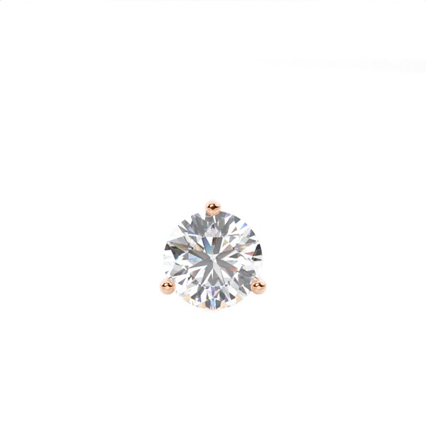 3 Prong Setting Round Diamond Men's Single Earring