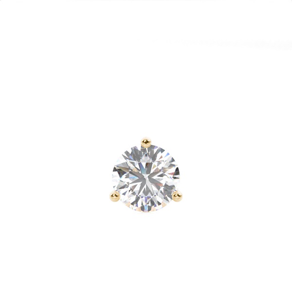 3 Prong Setting Round Diamond Men's Single Earring