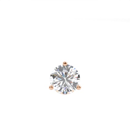 3 Prong Setting Round Diamond Men's Single Earring