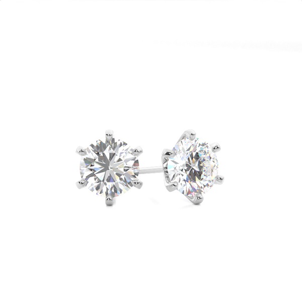 White Gold Round Diamond Stud Earrings