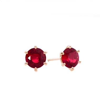 Rose Gold Ruby Earrings Diamond