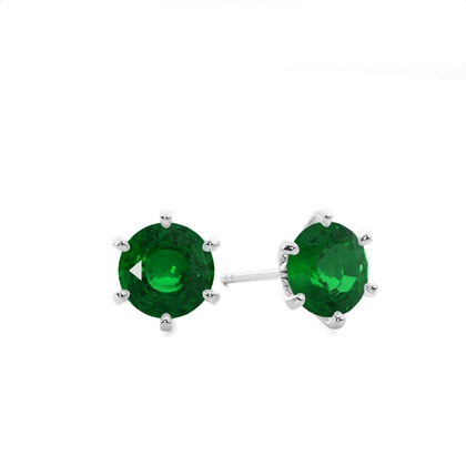 Round Emerald Stud Earring